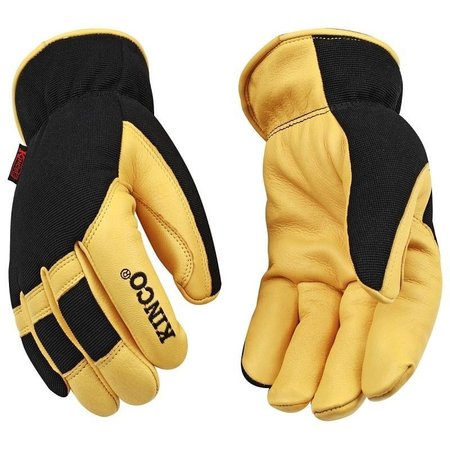 KINCOPRO Safety Gloves, Men's, L, Wing Thumb, Shirred Elastic Wrist Cuff, PolyesterSpandex Back, Gold 101HK-L